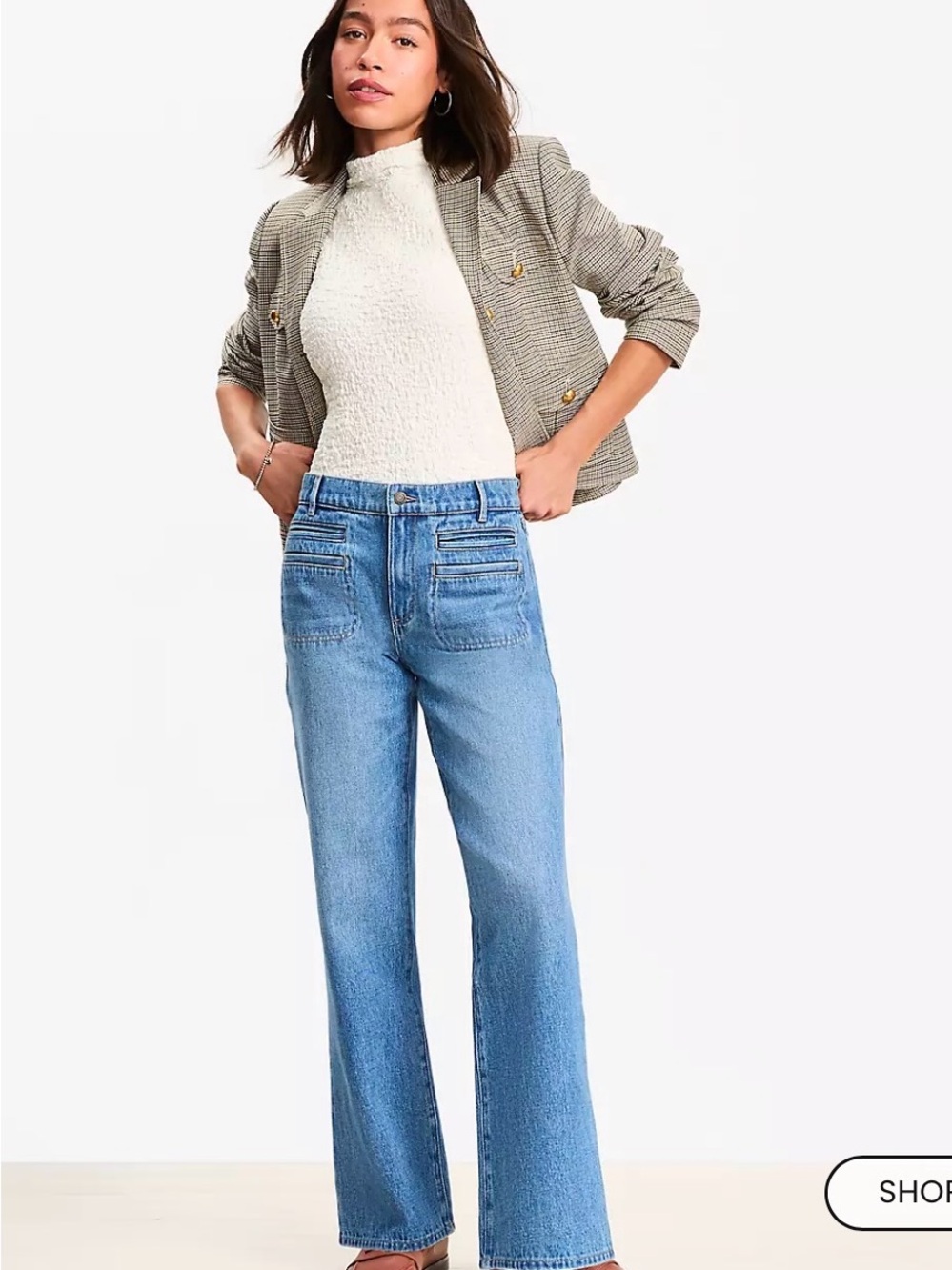 LOFT  Relaxed Straight Jeans Mid Vintage Wash Size 29/8 High Rise